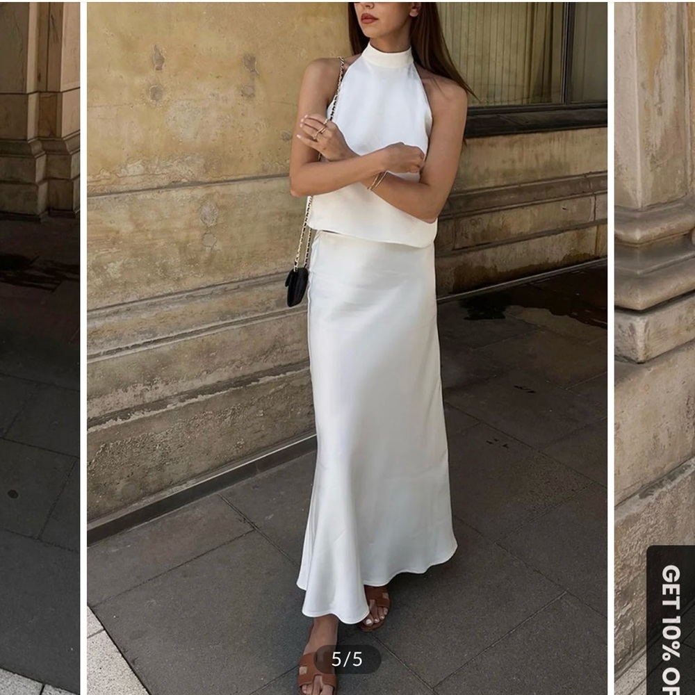 Ivory Satin Skirt & top set BRAND NEW NEVER WORN size small NWT!